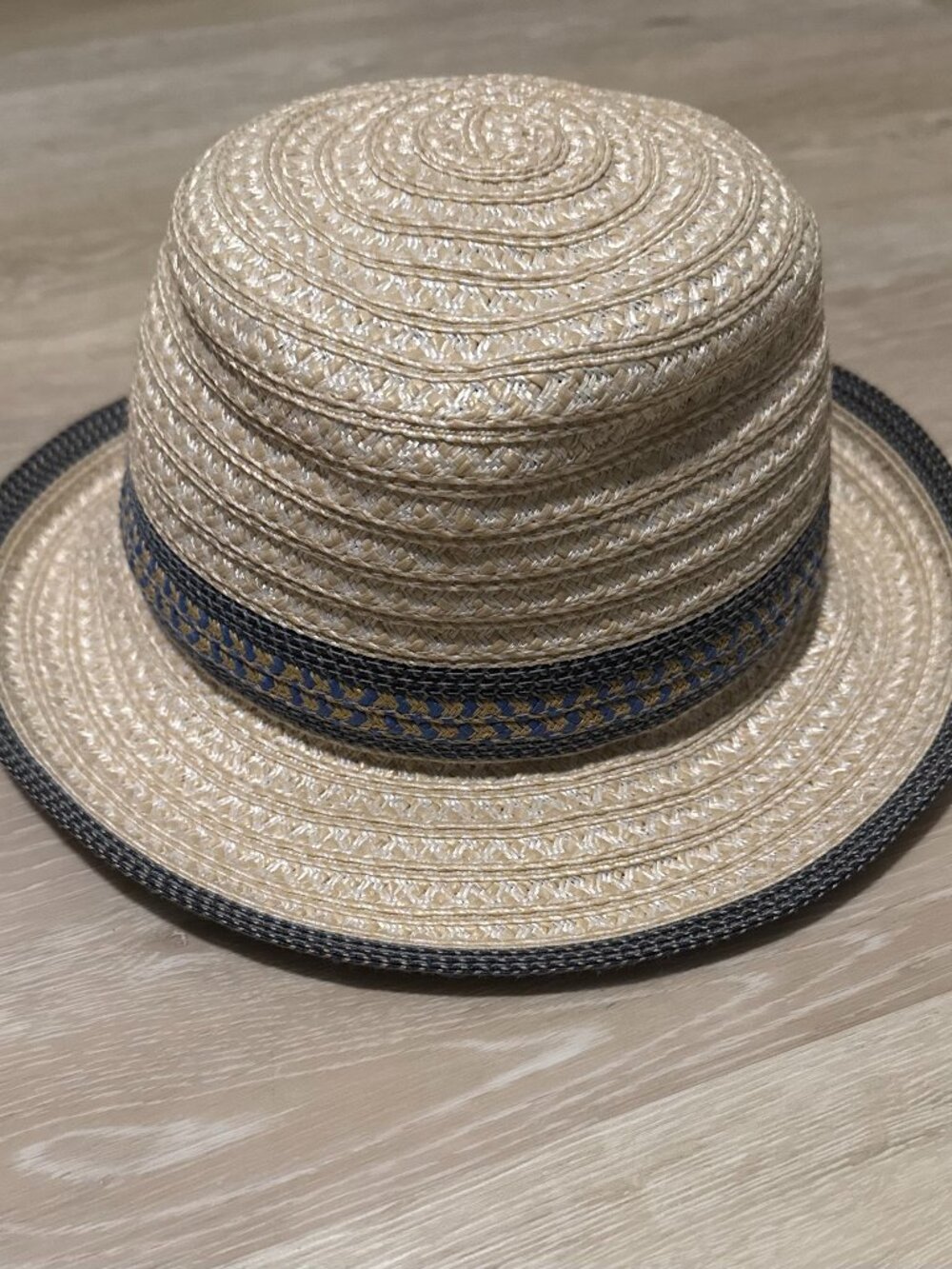 Eric Javits Straw Boater Hat with Navy Accent - Picture 3 of 6